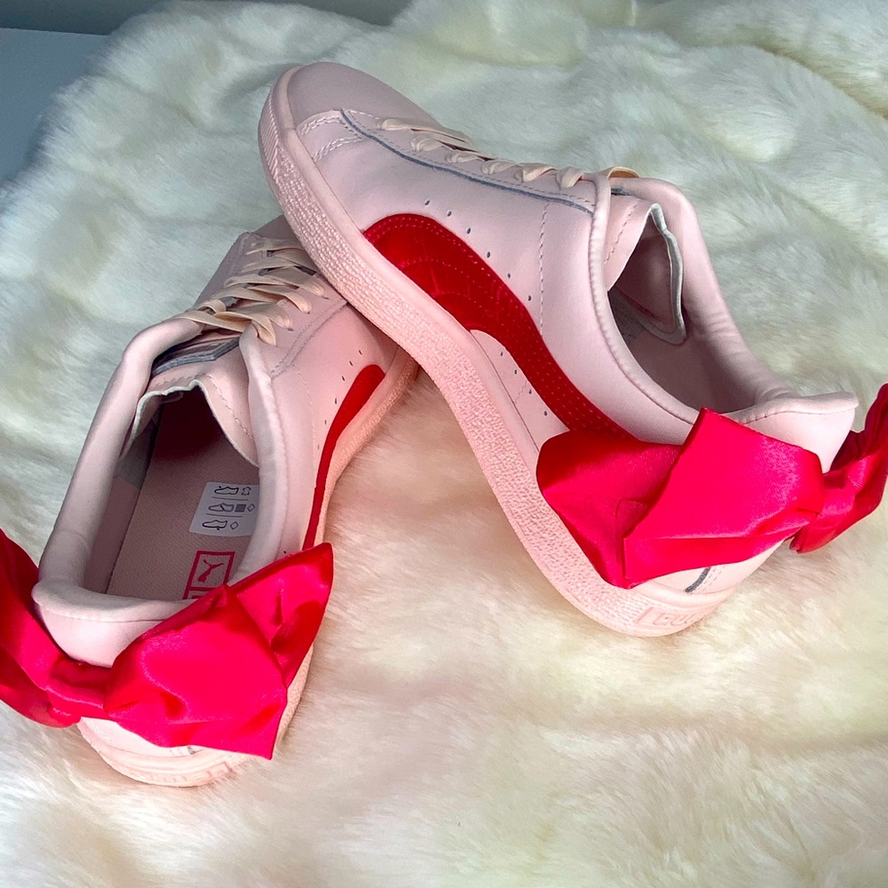 puma suede bow rose